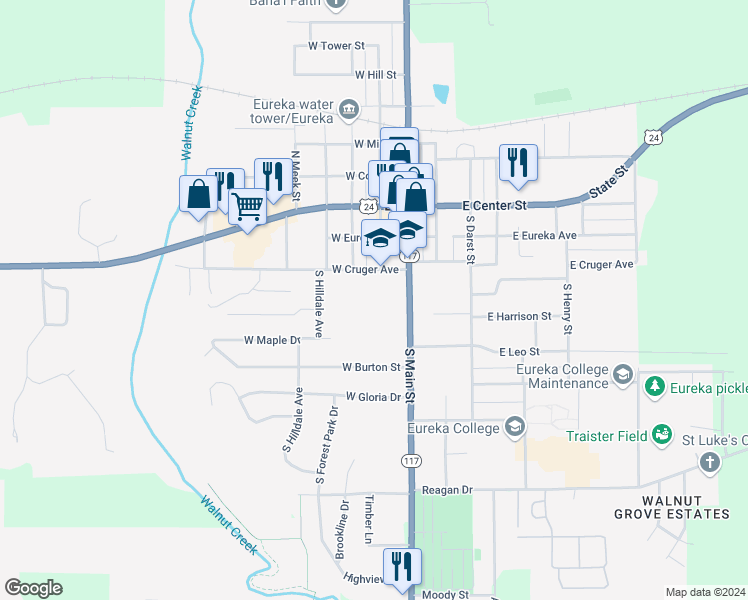 map of restaurants, bars, coffee shops, grocery stores, and more near 200 West Cruger Avenue in Eureka