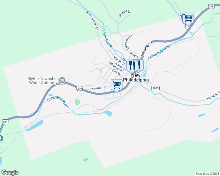 map of restaurants, bars, coffee shops, grocery stores, and more near 112 Lombard Street in New Philadelphia