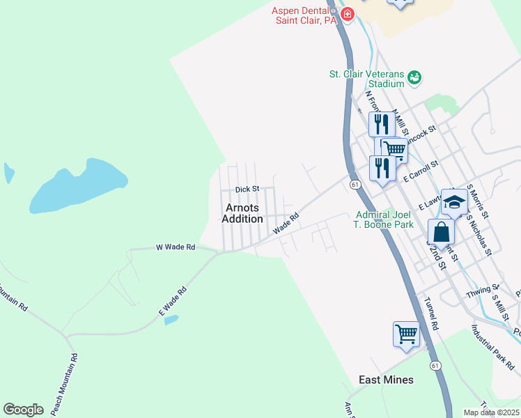 map of restaurants, bars, coffee shops, grocery stores, and more near 227 Arnot Street in Saint Clair