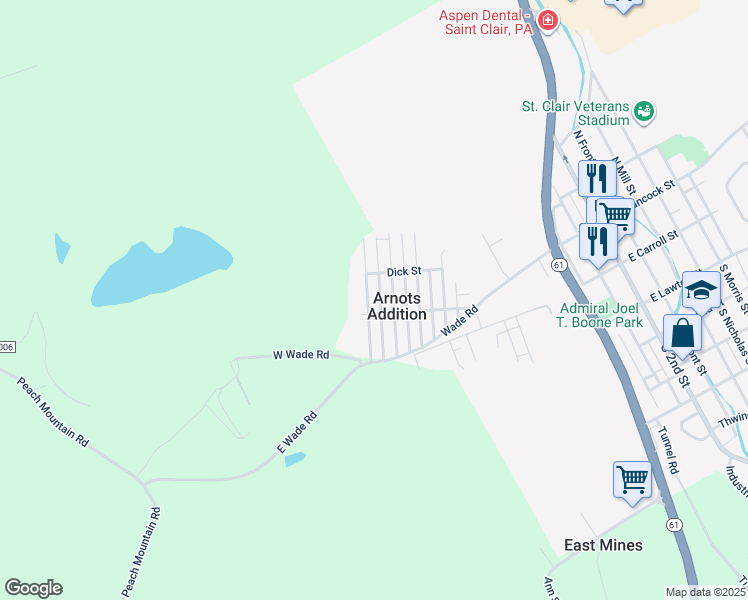 map of restaurants, bars, coffee shops, grocery stores, and more near 217 Chestnut Street in Saint Clair