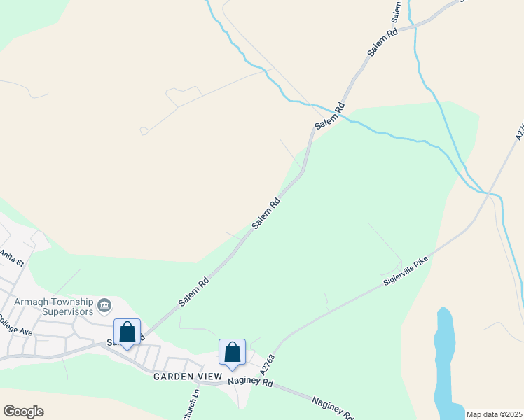 map of restaurants, bars, coffee shops, grocery stores, and more near 341 Salem Road in Milroy