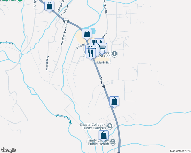 map of restaurants, bars, coffee shops, grocery stores, and more near 1790 Main Street in Weaverville