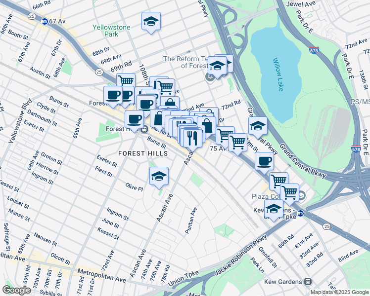 map of restaurants, bars, coffee shops, grocery stores, and more near in Queens