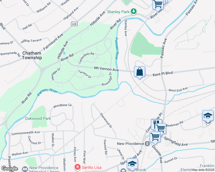 map of restaurants, bars, coffee shops, grocery stores, and more near 142 Riveredge Drive in Chatham Township
