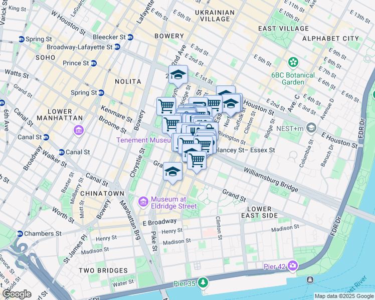 map of restaurants, bars, coffee shops, grocery stores, and more near in New York