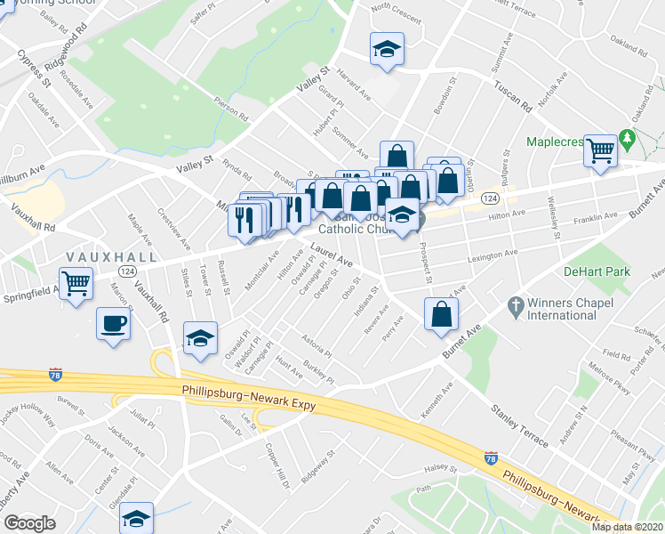 map of restaurants, bars, coffee shops, grocery stores, and more near in 