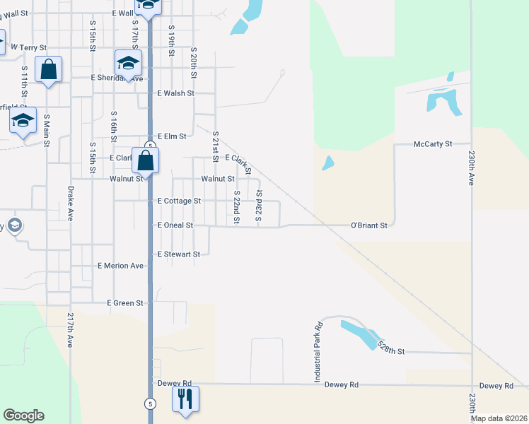 map of restaurants, bars, coffee shops, grocery stores, and more near 1200-1398 East Cottage Street in Centerville