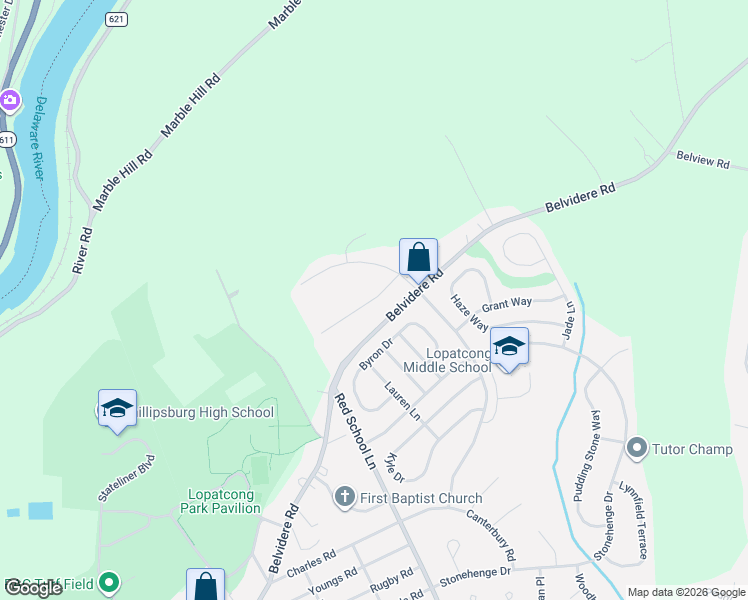 map of restaurants, bars, coffee shops, grocery stores, and more near 8 Jacob Way in Phillipsburg