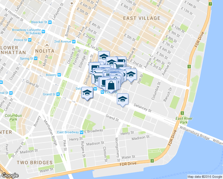map of restaurants, bars, coffee shops, grocery stores, and more near in New York