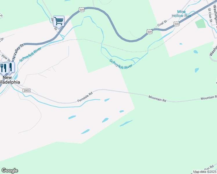 map of restaurants, bars, coffee shops, grocery stores, and more near 157 Ferndale Road in New Philadelphia