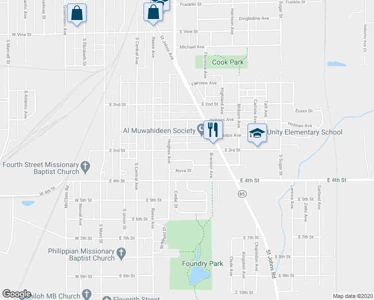 map of restaurants, bars, coffee shops, grocery stores, and more near 536 East 3rd Street in Lima