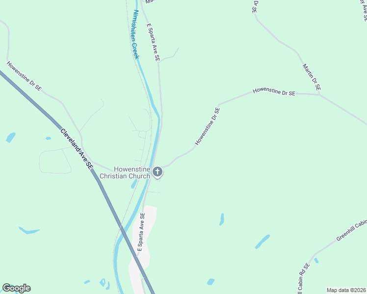 map of restaurants, bars, coffee shops, grocery stores, and more near 2449 Howenstine Drive Southeast in East Sparta