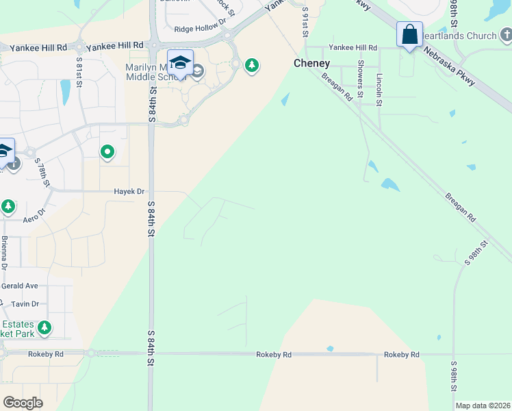 map of restaurants, bars, coffee shops, grocery stores, and more near 8860-9270 South 84th Street in Lincoln
