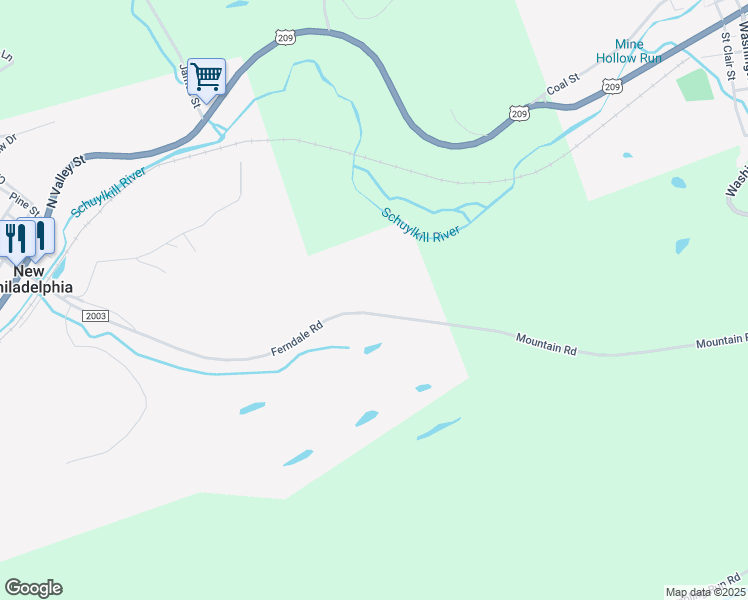 map of restaurants, bars, coffee shops, grocery stores, and more near 157 Ferndale Road in New Philadelphia