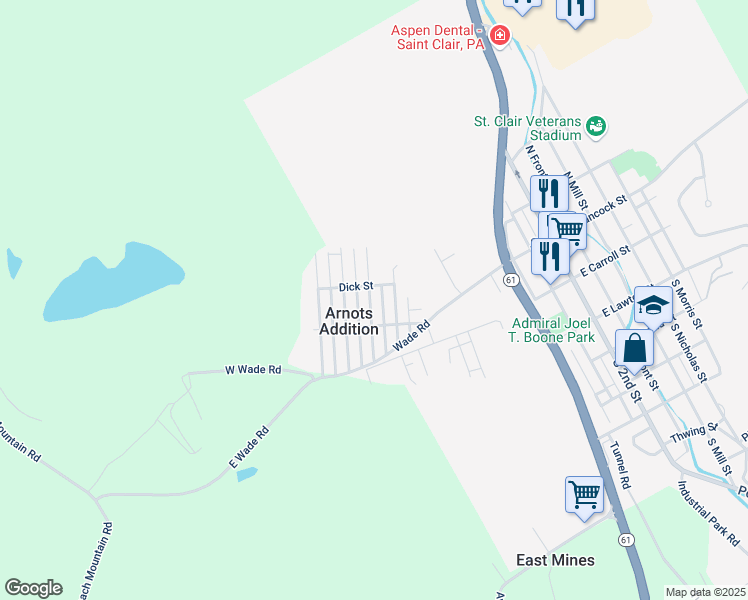 map of restaurants, bars, coffee shops, grocery stores, and more near 227 Arnot Street in Saint Clair