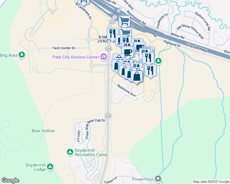 map of restaurants, bars, coffee shops, grocery stores, and more near 6042 North Fox Pointe Circle in Park City