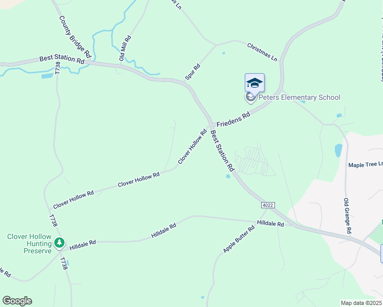 map of restaurants, bars, coffee shops, grocery stores, and more near 4252 Clover Hollow Road in Slatington