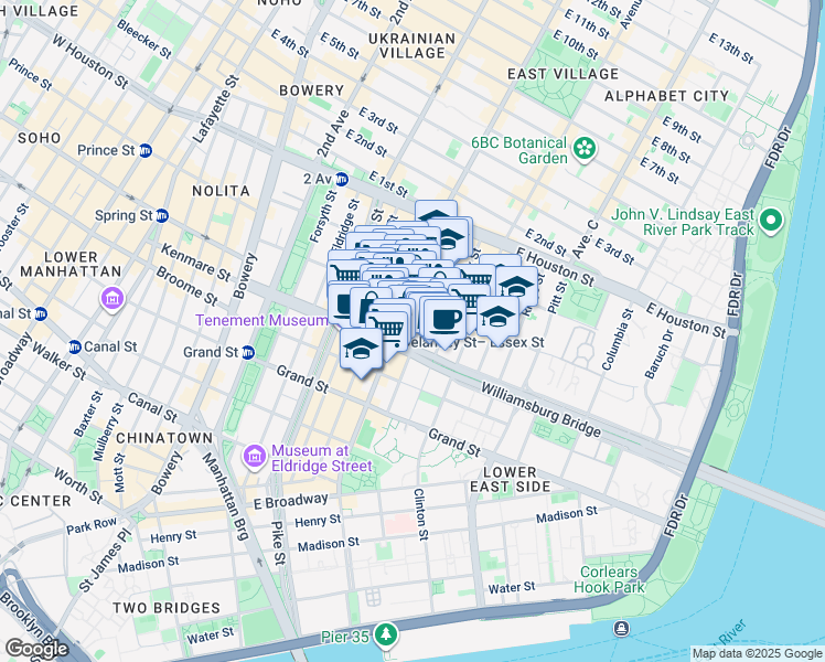 map of restaurants, bars, coffee shops, grocery stores, and more near in New York