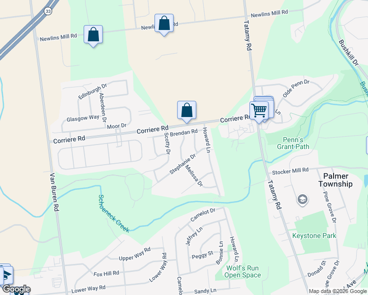 map of restaurants, bars, coffee shops, grocery stores, and more near 216 Melissa Drive in Easton