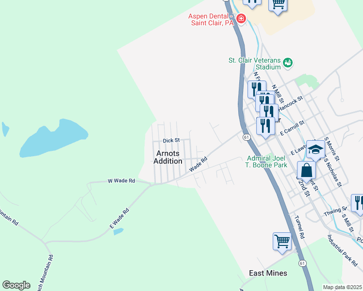 map of restaurants, bars, coffee shops, grocery stores, and more near 230 Arnot Street in Saint Clair