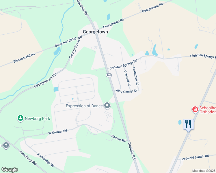 map of restaurants, bars, coffee shops, grocery stores, and more near 685 Daniels Road in Nazareth