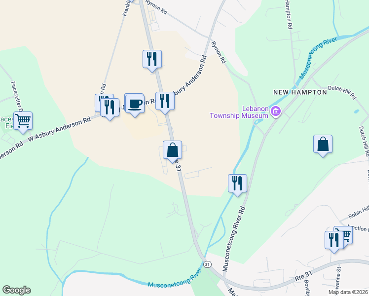 map of restaurants, bars, coffee shops, grocery stores, and more near 474 New Jersey 31 in Washington