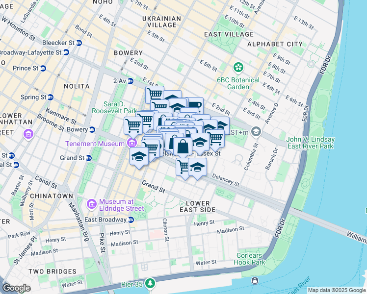 map of restaurants, bars, coffee shops, grocery stores, and more near in New York