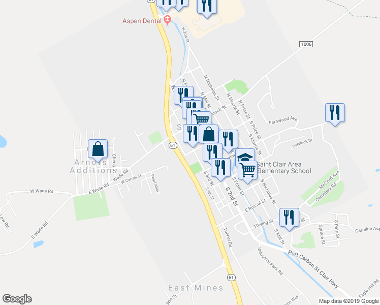 map of restaurants, bars, coffee shops, grocery stores, and more near 10 West Carroll Street in Saint Clair