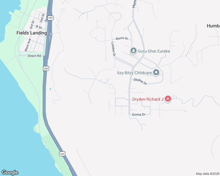 map of restaurants, bars, coffee shops, grocery stores, and more near 2185 Chad Lane in Eureka