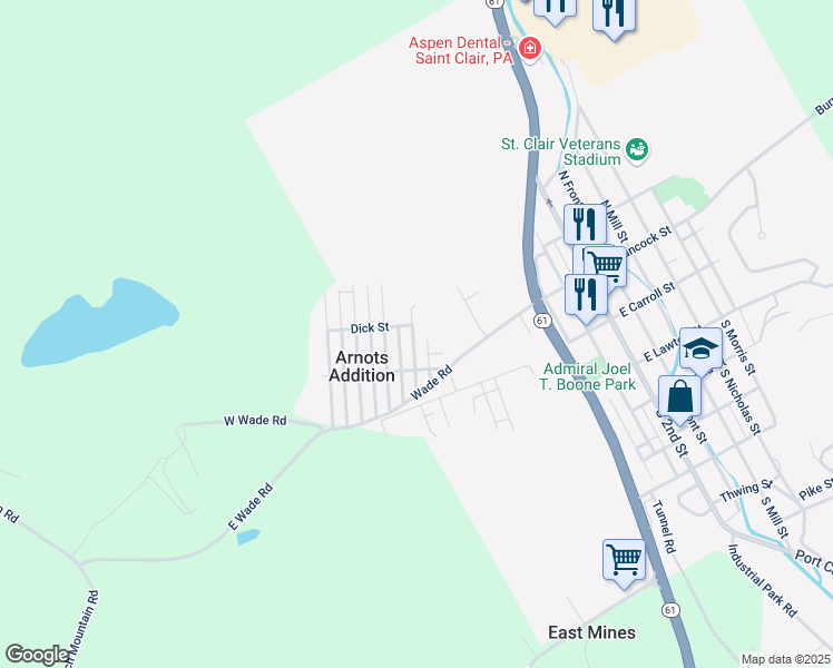 map of restaurants, bars, coffee shops, grocery stores, and more near 241 Cherry Street in Saint Clair