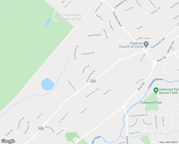 map of restaurants, bars, coffee shops, grocery stores, and more near 43 Runnymeade Road in Chatham Township