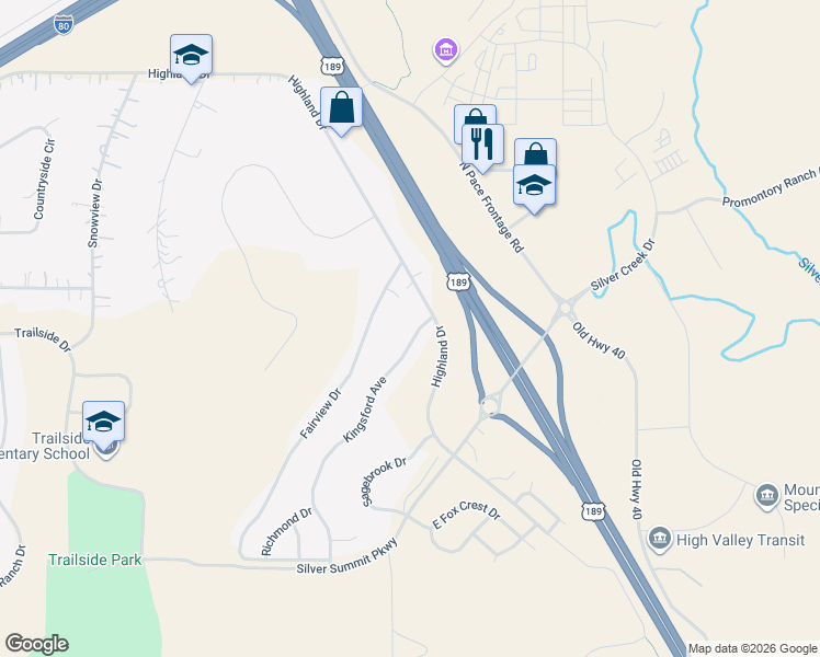 map of restaurants, bars, coffee shops, grocery stores, and more near 6115 Kingsford Avenue in Park City