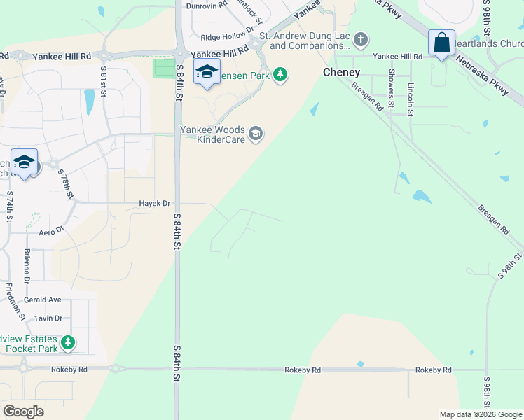map of restaurants, bars, coffee shops, grocery stores, and more near 8612-9270 South 84th Street in Lincoln