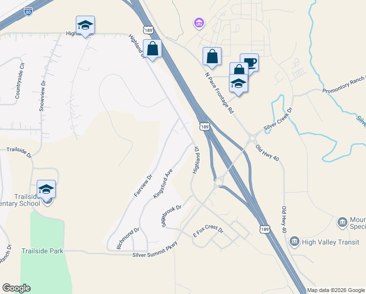 map of restaurants, bars, coffee shops, grocery stores, and more near 6115 Kingsford Avenue in Park City