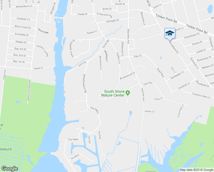 map of restaurants, bars, coffee shops, grocery stores, and more near 11 Lavender Lane in East Islip
