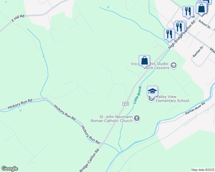 map of restaurants, bars, coffee shops, grocery stores, and more near 5 Valley View Drive in Califon