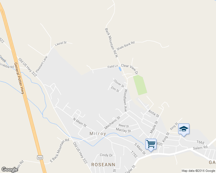 map of restaurants, bars, coffee shops, grocery stores, and more near 41 Manor Drive in Milroy