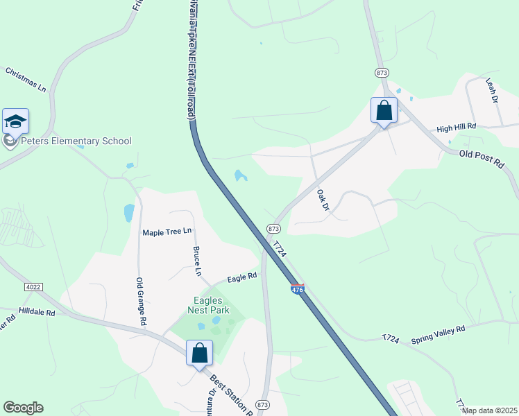 map of restaurants, bars, coffee shops, grocery stores, and more near 6622 Pennsylvania 873 in Slatington