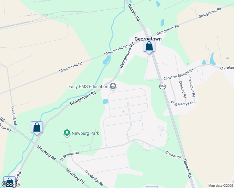 map of restaurants, bars, coffee shops, grocery stores, and more near 3586 Sweetgum Drive in Nazareth