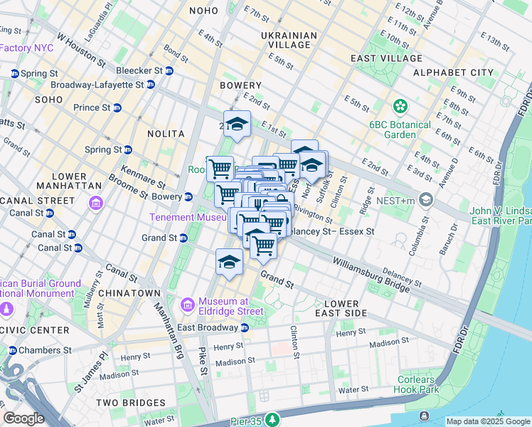 map of restaurants, bars, coffee shops, grocery stores, and more near in New York