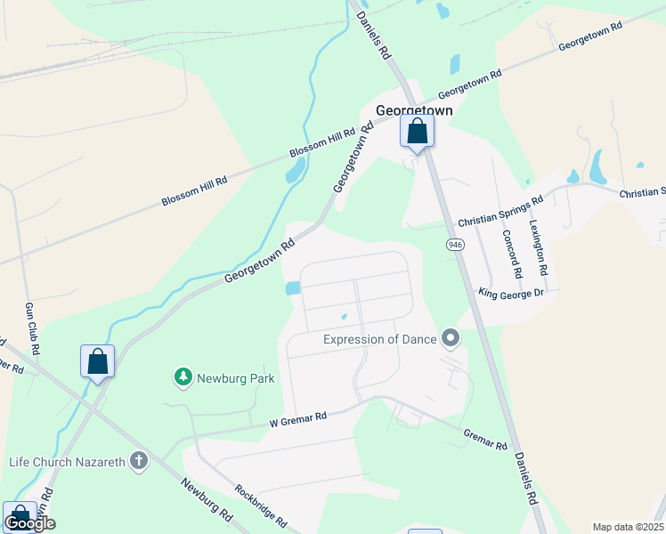 map of restaurants, bars, coffee shops, grocery stores, and more near 3586 Sweetgum Drive in Nazareth