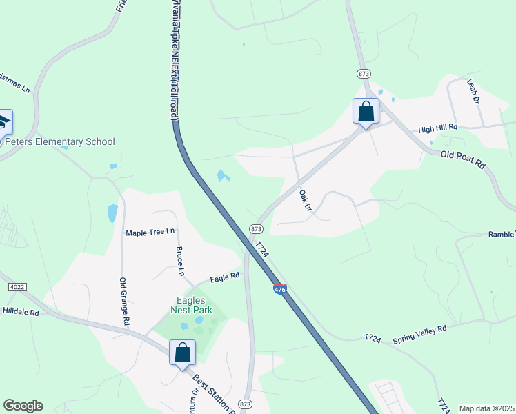 map of restaurants, bars, coffee shops, grocery stores, and more near 6622 Pennsylvania 873 in Slatington