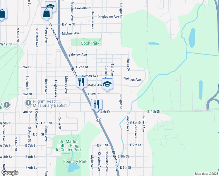 map of restaurants, bars, coffee shops, grocery stores, and more near 925 East 3rd Street in Lima