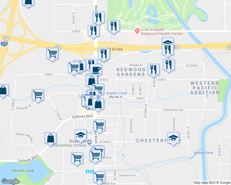 map of restaurants, bars, coffee shops, grocery stores, and more near 1538 Big Oak Court in Salt Lake City