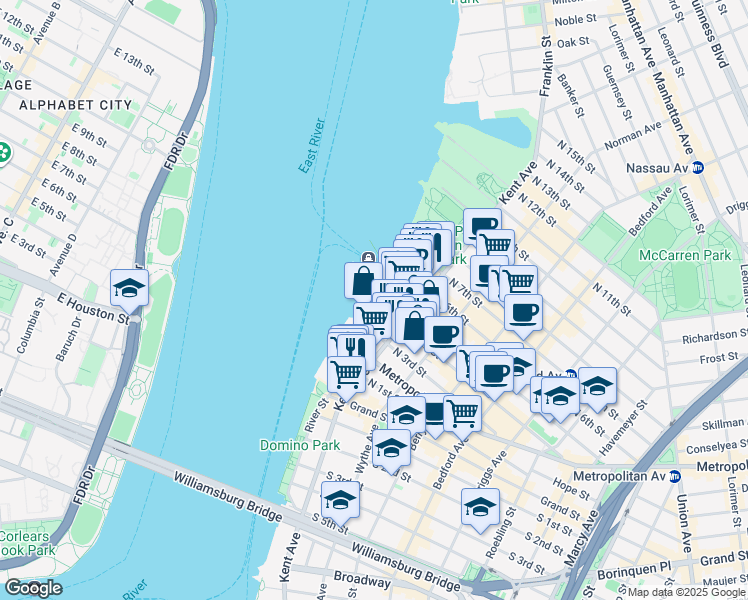 map of restaurants, bars, coffee shops, grocery stores, and more near in Brooklyn