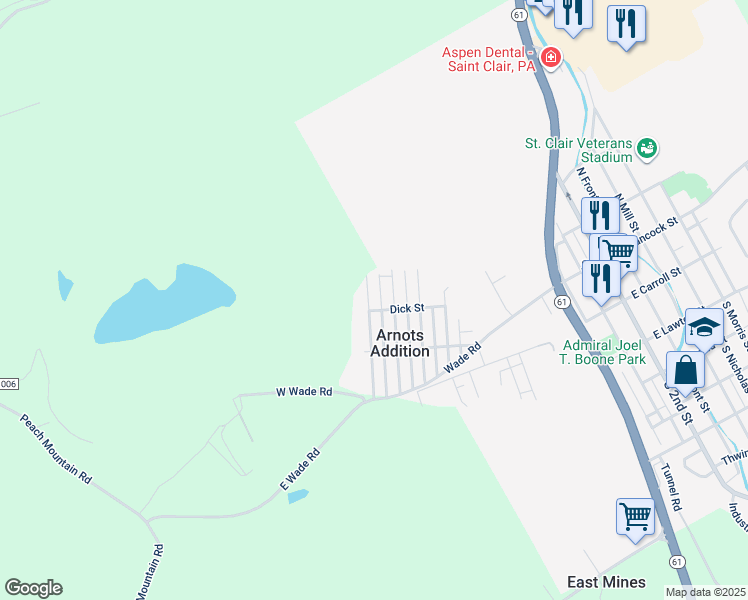 map of restaurants, bars, coffee shops, grocery stores, and more near 313 Chestnut Street in Saint Clair