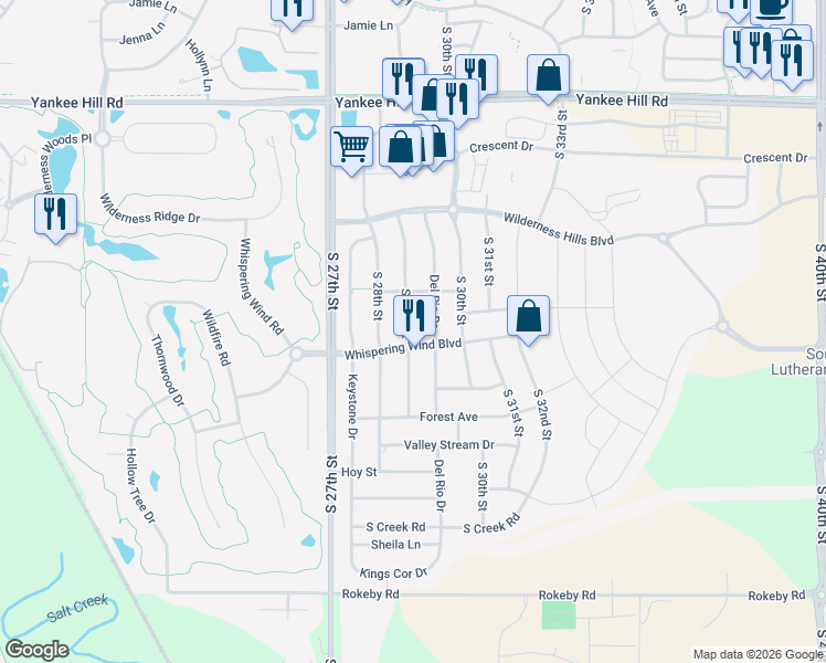 map of restaurants, bars, coffee shops, grocery stores, and more near in Lincoln