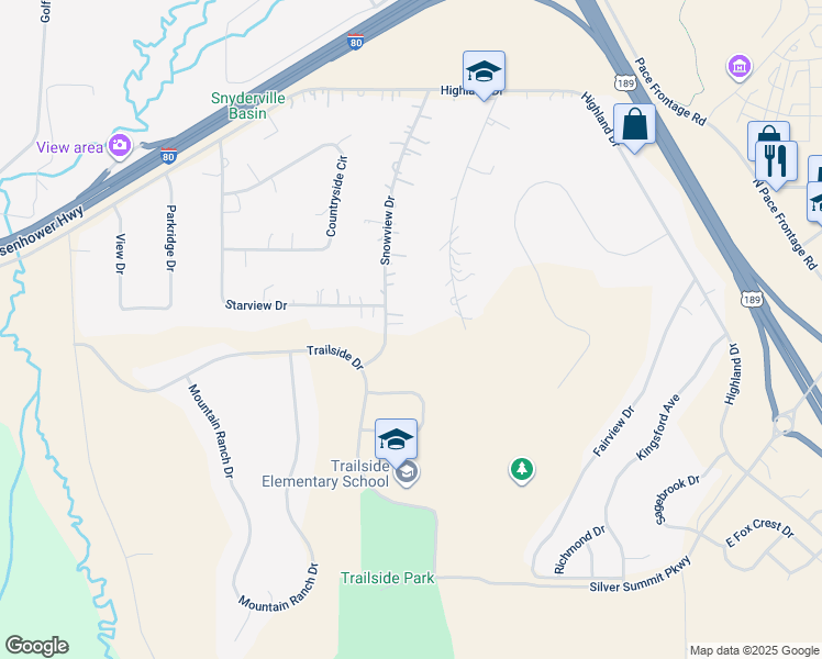 map of restaurants, bars, coffee shops, grocery stores, and more near 6120 Snow View Drive in Park City