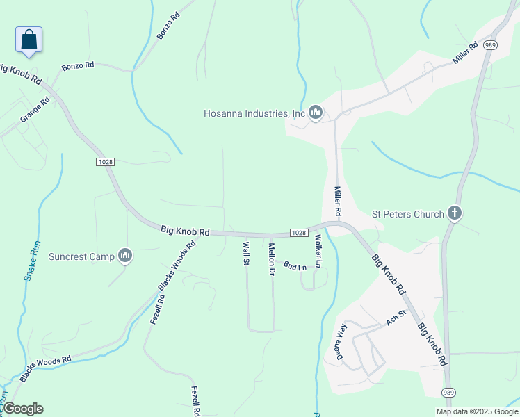 map of restaurants, bars, coffee shops, grocery stores, and more near 589 Big Knob Road in Rochester