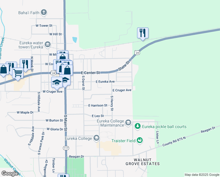 map of restaurants, bars, coffee shops, grocery stores, and more near 406-416 East Pearson Street in Eureka